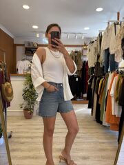 Taşlı Denim  Şort