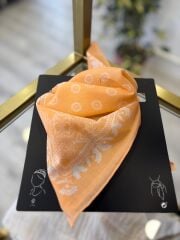 Turuncu  Desenli İpek  Fular